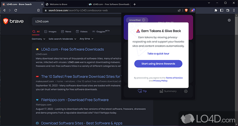 Enables you to surf the web securely - Screenshot of Brave Browser