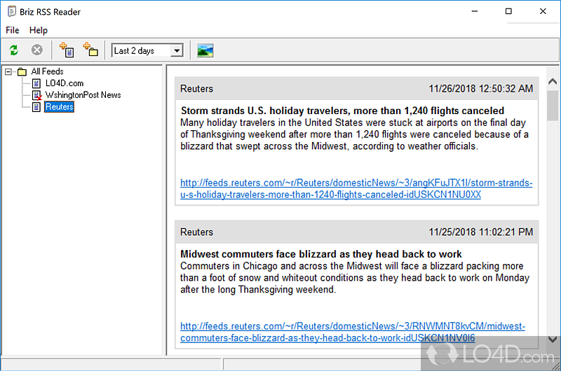 News reader for MS Windows - Screenshot of Briz RSS Reader