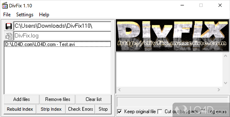 The advantages of being portable - Screenshot of DivFix