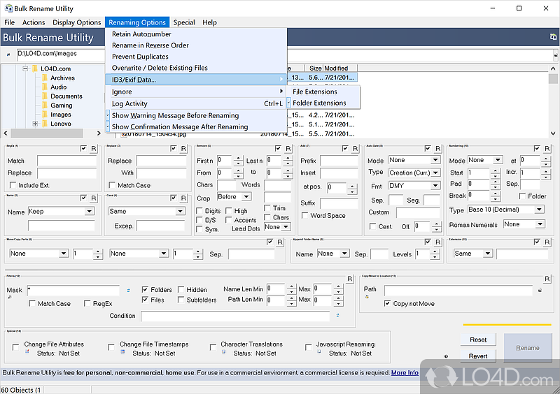 Rename files in bulk - Screenshot of Bulk Rename Utility