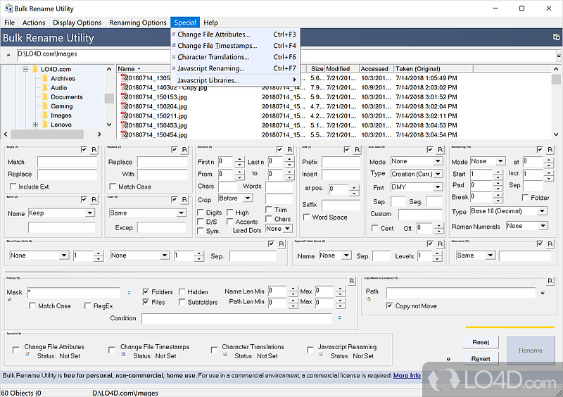 Automatically rename files and folders - Screenshot of Bulk Rename Utility