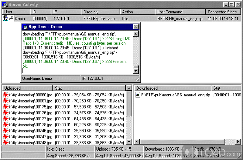 Full-featured FTP server that features multi-user - Screenshot of BulletProof FTP Server