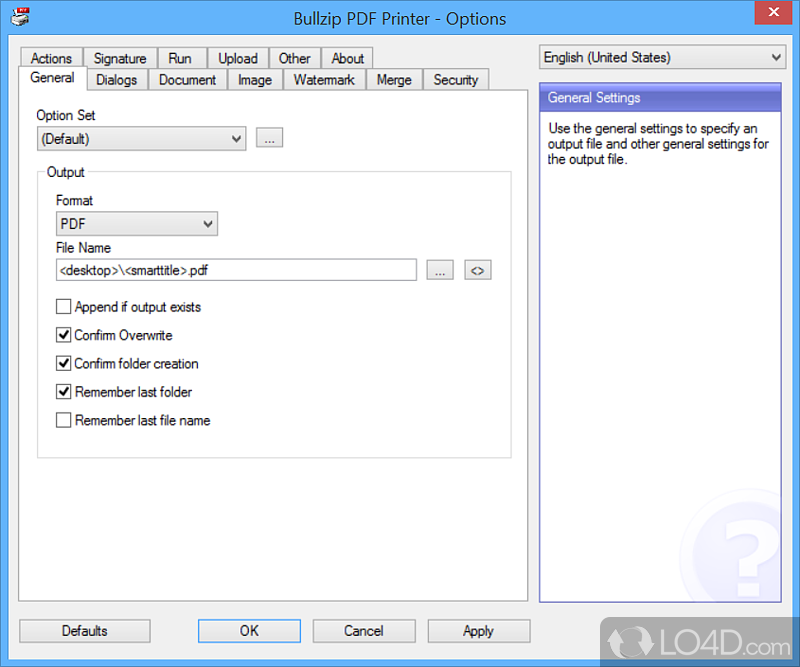 Metadata editing operations, watermarks, and other handy tools - Screenshot of Bullzip PDF Printer