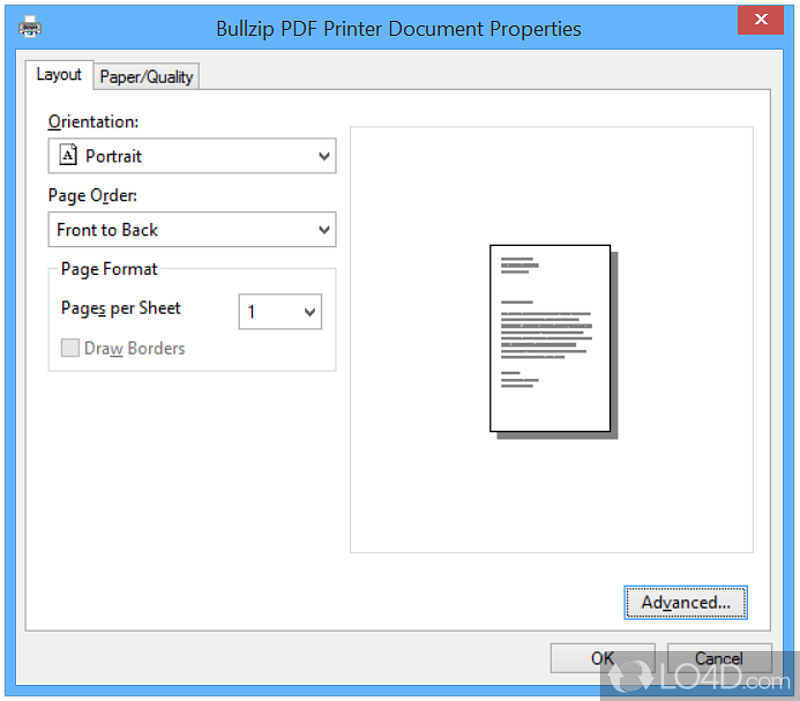Practical tool that use to generate high quality PDF files in a manner, directly from Windows apps that support printing - Screenshot of Bullzip PDF Printer