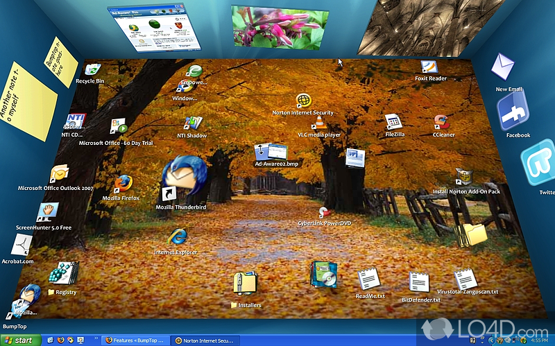 Another original way to organize your desktop in 3D - Screenshot of BumpTop