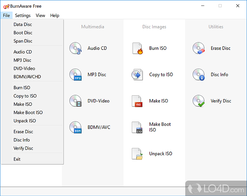 BurnAware Free: Clear-cut GUI - Screenshot of BurnAware Free