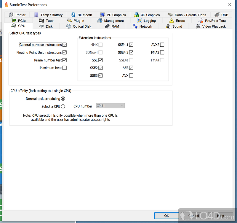 Test the performance of hardware - Screenshot of BurnInTest Professional