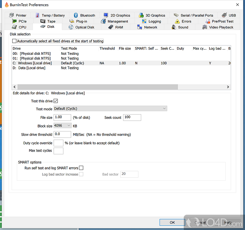 PC Reliability and Load Testing for your Desktop Windows PC - Screenshot of BurnInTest Professional