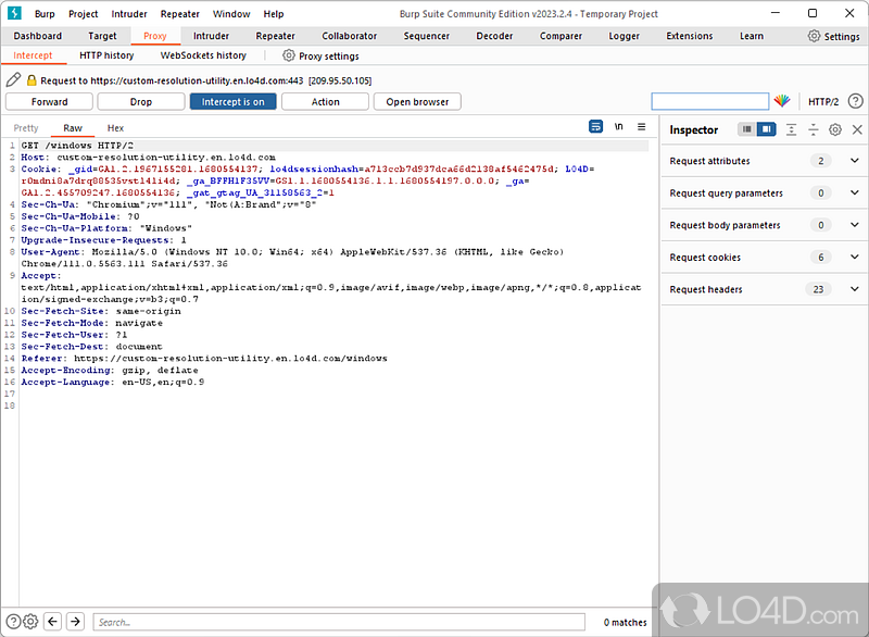 Selection of tools and utilities for testing web security and performance - Screenshot of Burp Suite