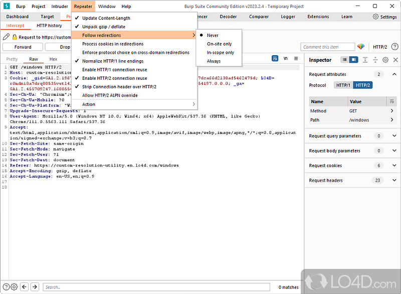 Burp Suite screenshot