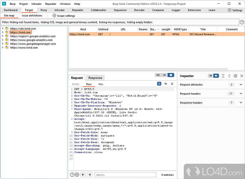 Integrated platform specially intended for users who need to perform security testing of web apps - Screenshot of Burp Suite