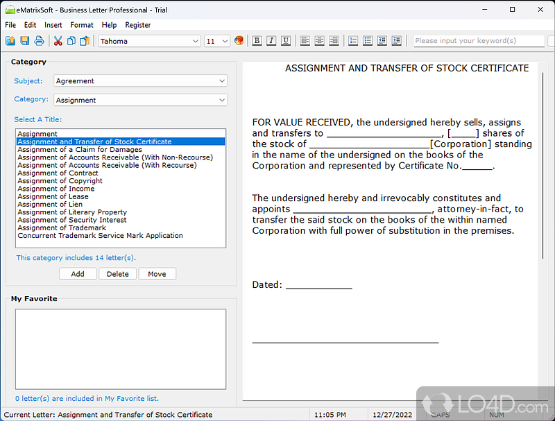 More features and tools - Screenshot of Business Letter Professional