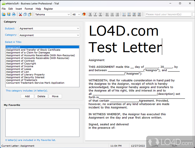 Sleek and clean graphical interface - Screenshot of Business Letter Professional