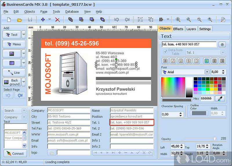 Packed with a myriad of templates, this complex piece of software was developed to aid people in designing business cards - Screenshot of BusinessCards MX