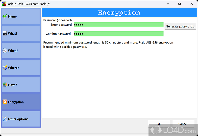 Create a master password for your backups - Screenshot of BUtil