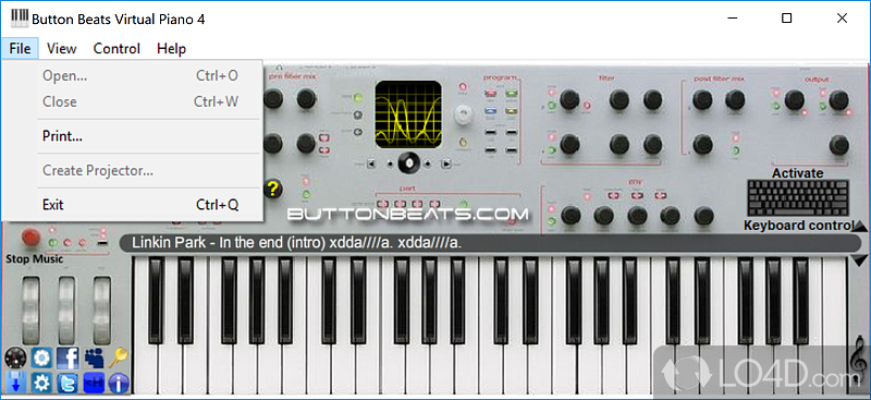 Virtual Piano: User interface - Screenshot of Virtual Piano
