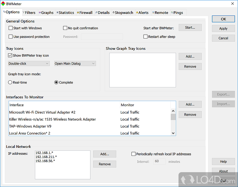 Monitor or restrict bandwidth - Screenshot of BWMeter