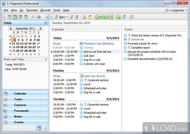Elegant and powerful organizer (PIM) - Screenshot of C-Organizer Pro