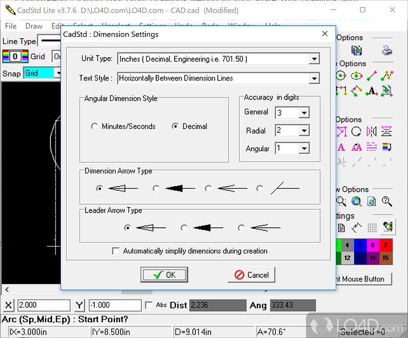 Bsic CAD modelling program for beginners - Screenshot of CadStd Lite