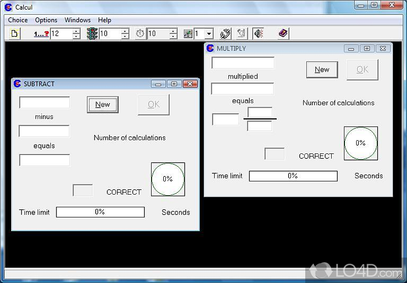 Calcul: User interface - Screenshot of Calcul