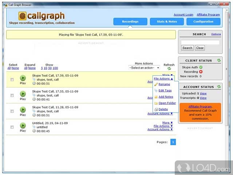 A non-intrusive system tray tool - Screenshot of Call Graph