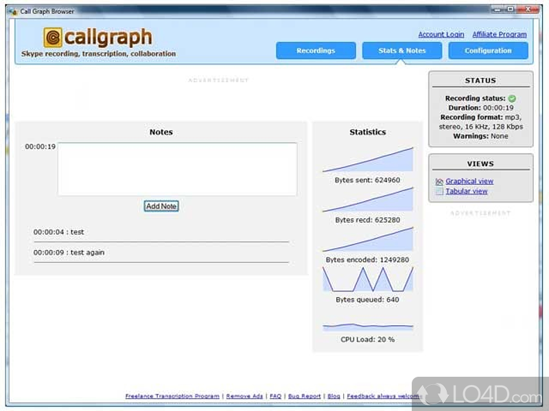 Record Skype phone calls and save them to audio format - Screenshot of Call Graph