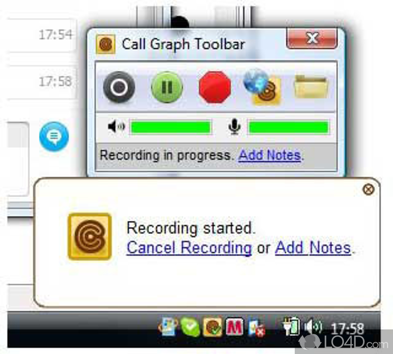 Skype recording, transcription, collaboration - Screenshot of Call Graph
