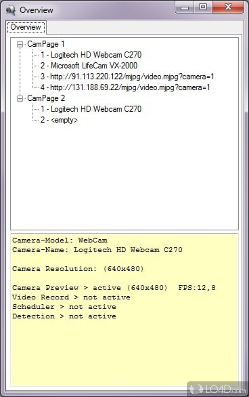 CamDVR: User interface - Screenshot of CamDVR