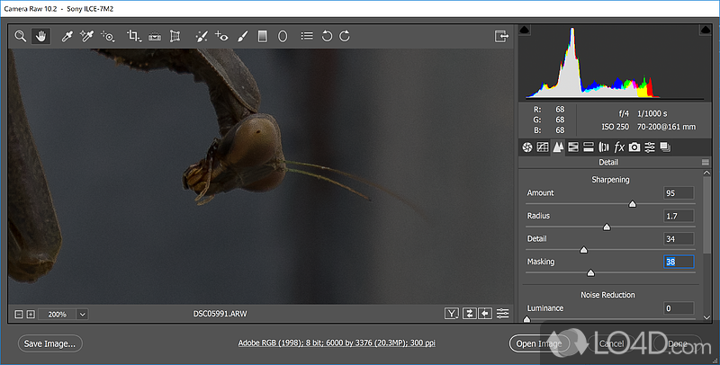 Installs the Camera Raw which supports Photoshop CS6 - Screenshot of Camera Raw for Photoshop