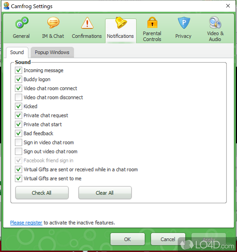 Instant message and video chat - Screenshot of Camfrog