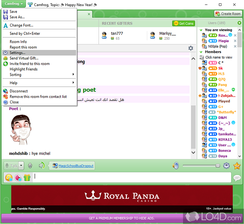 Free video chat software - Screenshot of Camfrog