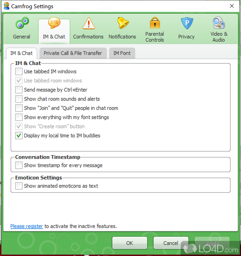 Free chat application - Screenshot of Camfrog