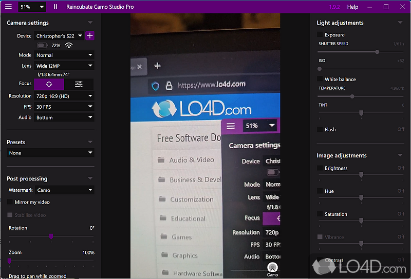 Multi-platform app compatible with well-known desktop - Screenshot of Camo Studio