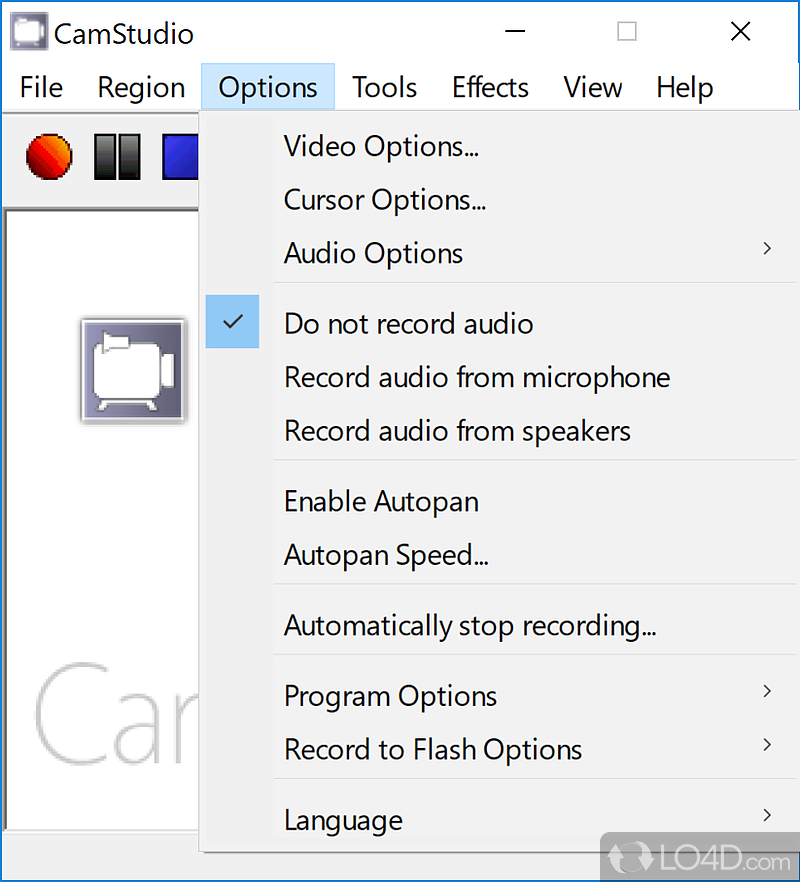 Screen-recording software - Screenshot of CamStudio