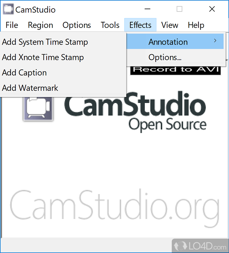 Record AVI or SWF videos of the desktop screen - Screenshot of CamStudio