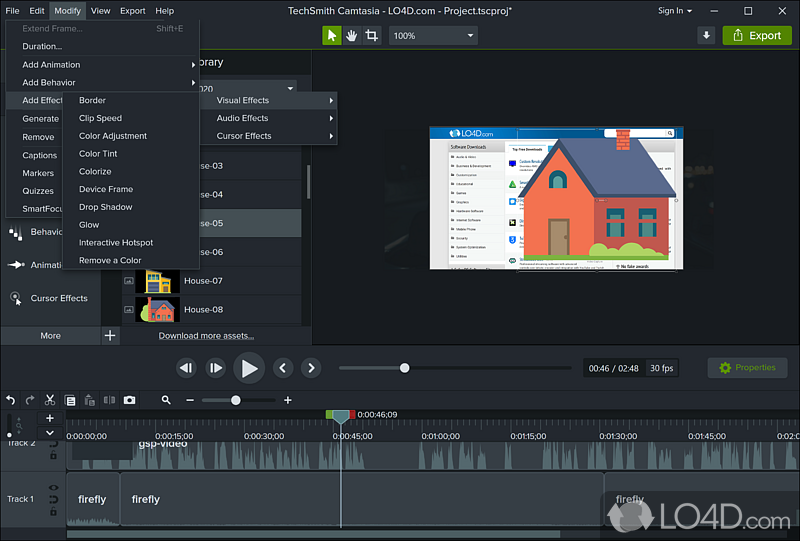 Create software demos and creative content - Screenshot of Camtasia