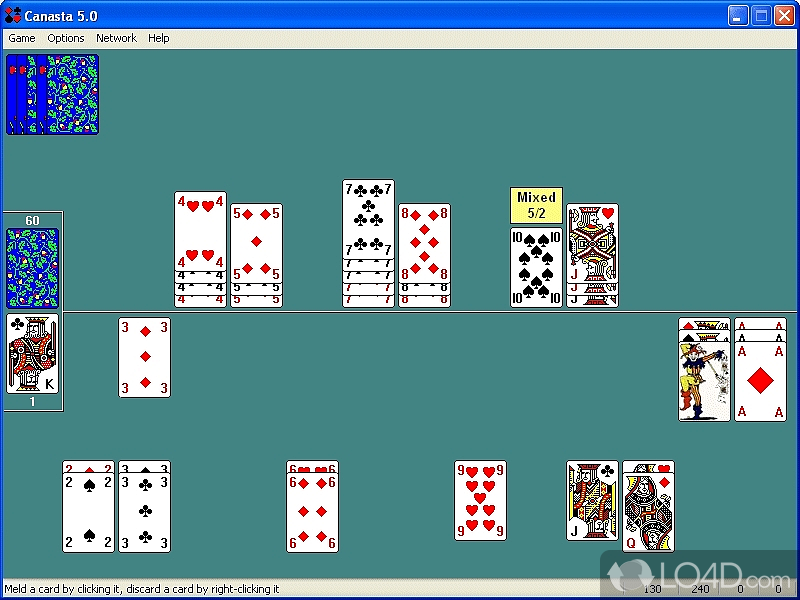 Canasta for Windows: User interface - Screenshot of Canasta for Windows