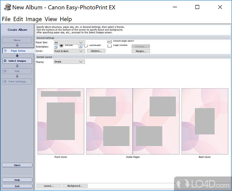 Tool to create digital albums - Screenshot of Canon Easy-PhotoPrint EX