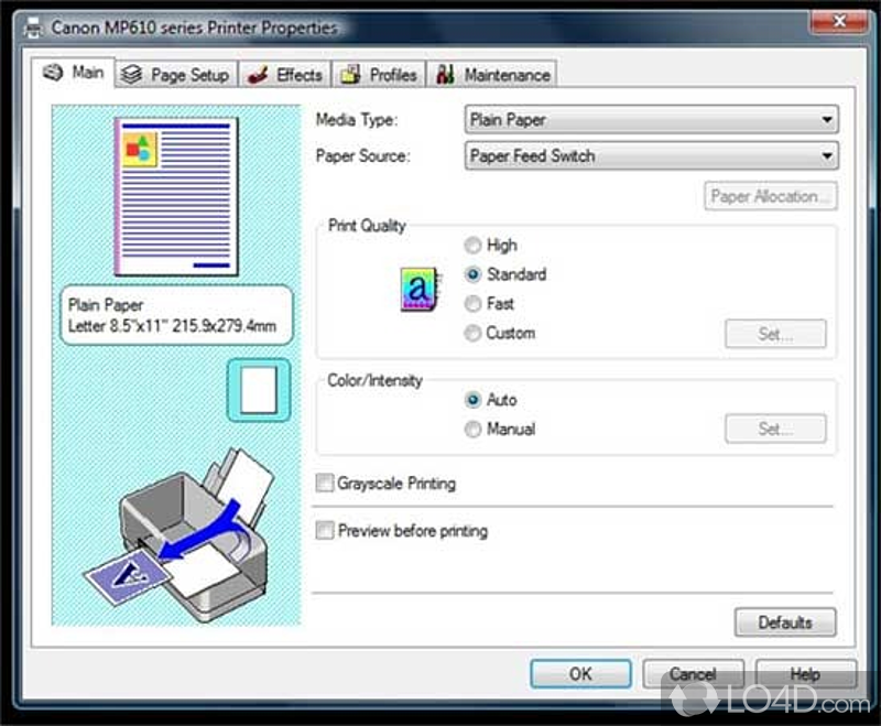 Diagnose and repair issues with Canon inkjet printer - Screenshot of Canon My Printer