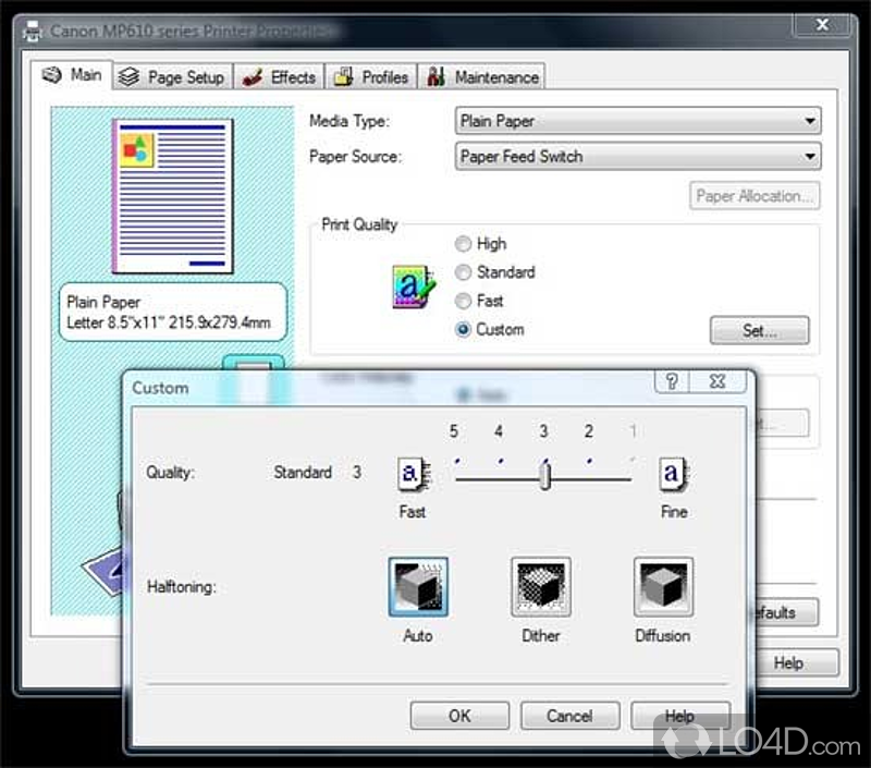 Canon My Printer: User interface - Screenshot of Canon My Printer