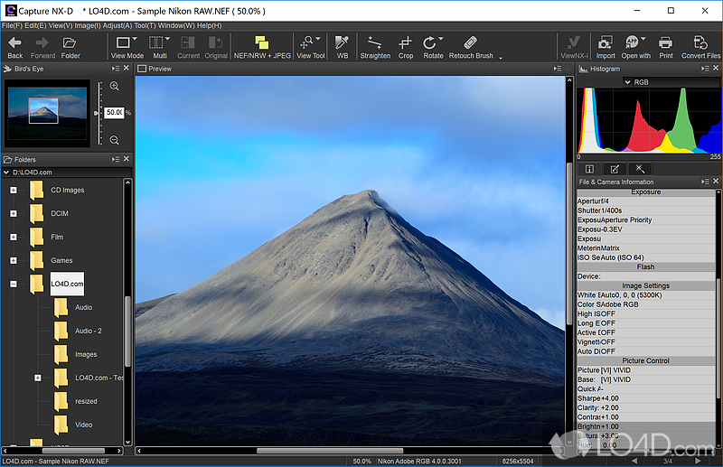 A professional tool for manipulating Nikon-grabbed RAW images - Screenshot of Capture NX-D