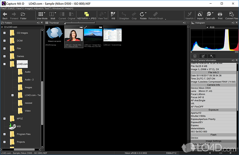 Take full control over their RAW image files - Screenshot of Capture NX-D