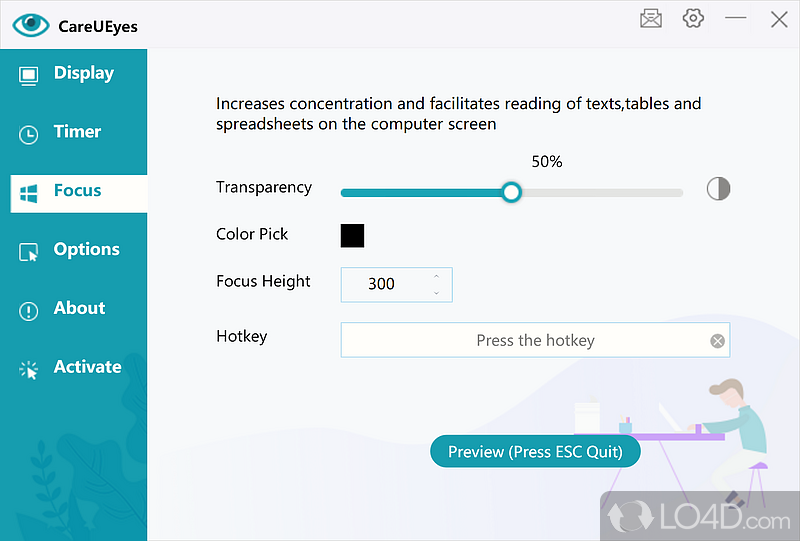 Adjust your monitor’s color temperature, protect your eyes and get better sleep - Screenshot of CareUEyes