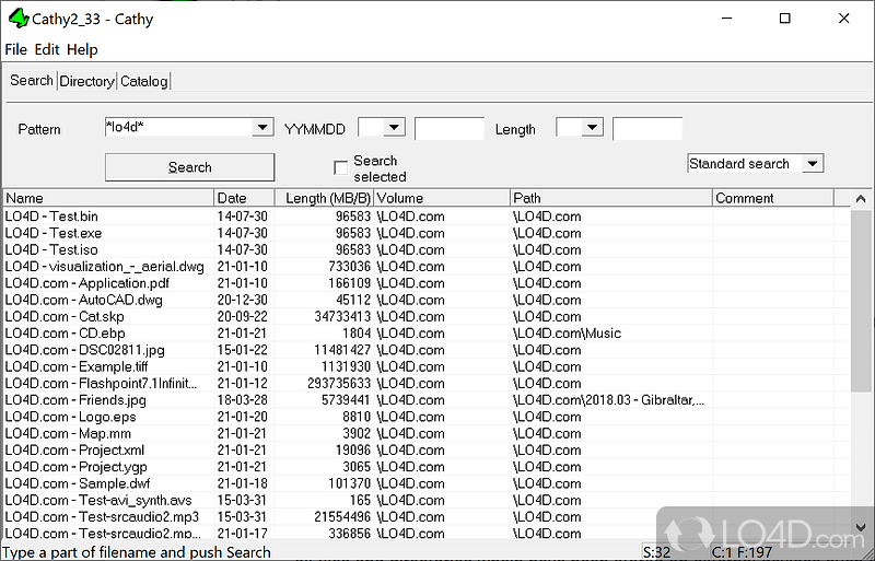 Disk cataloging app - Screenshot of Cathy