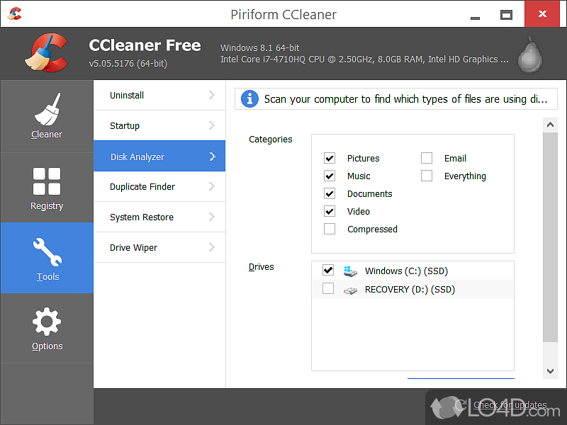CCleaner on the go - Screenshot of CCleaner Portable