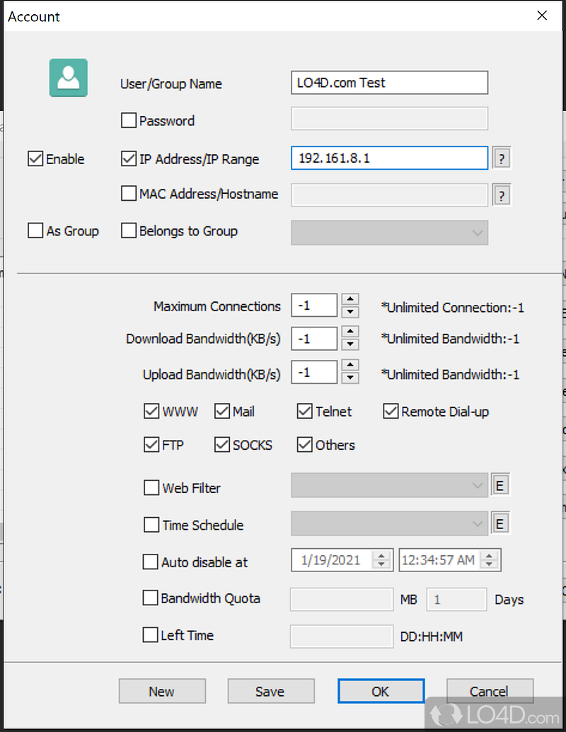 Support various connections - Screenshot of CCProxy