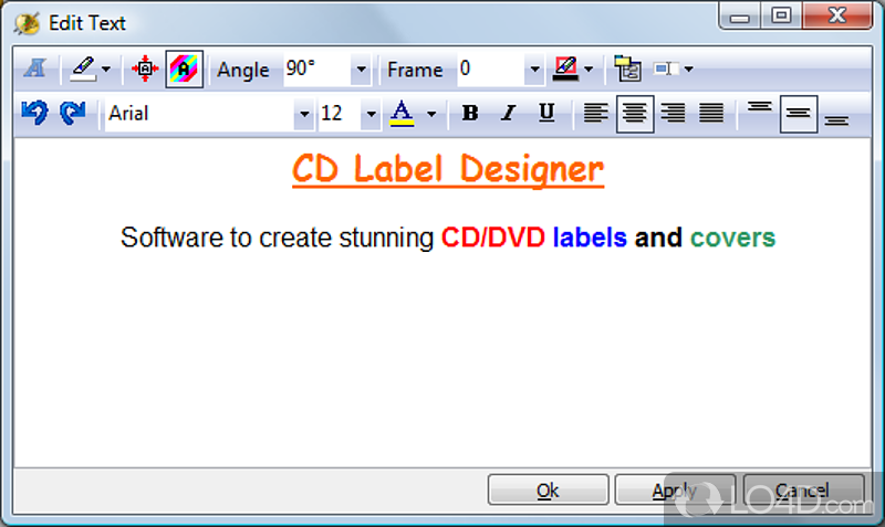 Create your own CD labels - Screenshot of CD Label Designer