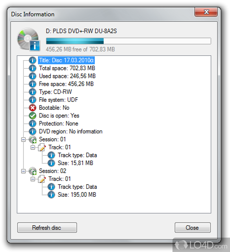 Can create data CD/DVD or burn audio CD - Screenshot of CDBurnerXP