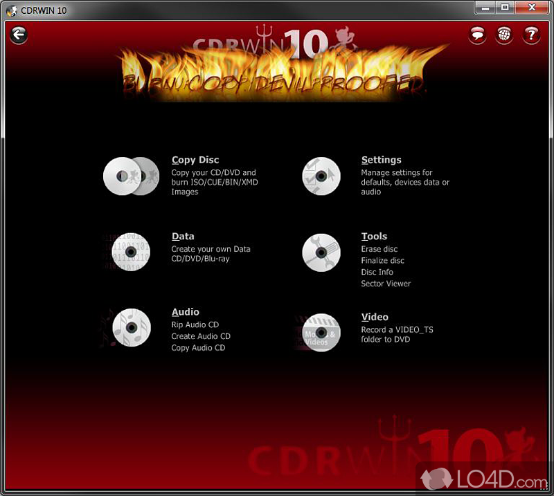 -looking app dedicated to aiding users in burning audio, video - Screenshot of CDRWIN