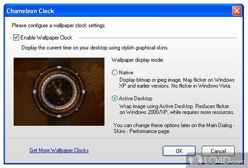 Replace the Windows tray clock - Screenshot of Chameleon Clock